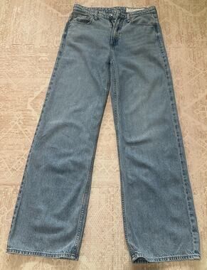 Rag & Bone Lori Mid-Rise Crop Wide Leg Jeans Light Wash Blue Denim Size 24 Baggy